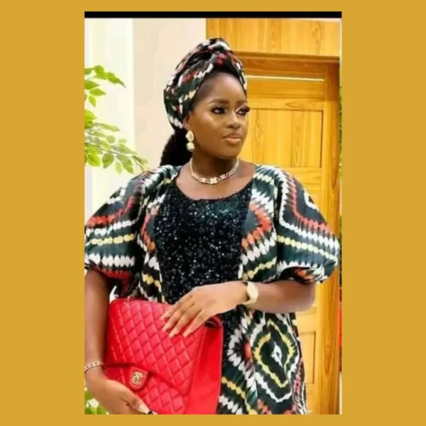 African Ankara Kaftan Dress with Matching Headwrap