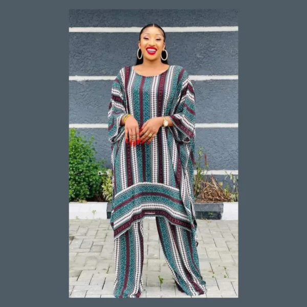 Regal Striped Kaftan Piece Set
