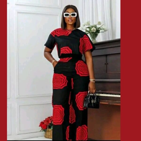 Bold Red Rose Print Two-Piece Co-ord Set